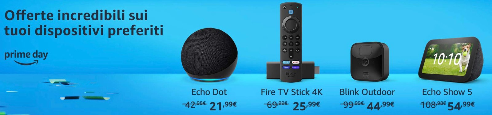 Tutti i prodotti Amazon in offerta: Kindle, Echo Dot, Fire Tv.